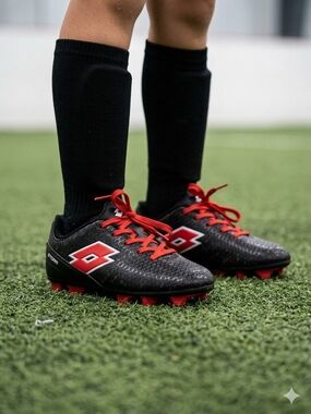Lotto Black & Red Youth Soccer Cleats